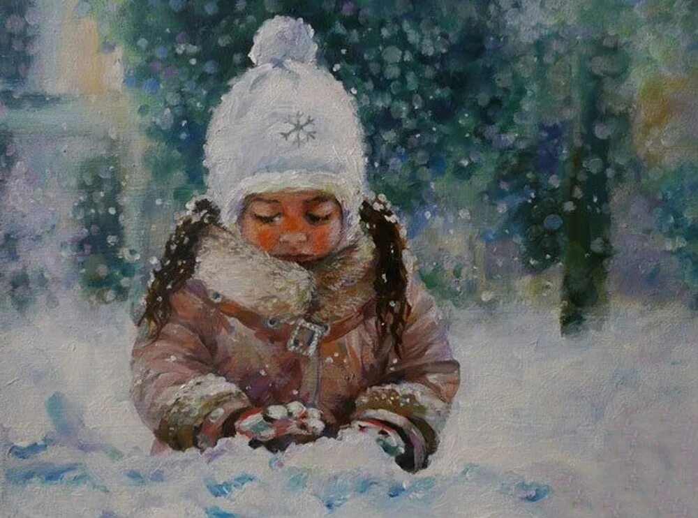 Картина девочка зимой