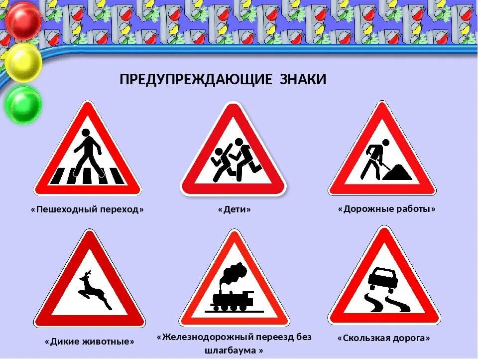 Дорожные знаки для детей в детском. Дорожные знаки. Дорожники знаки. Предупреждающие дорожные знаки для детей. Знаки дорожного движения для детей с пояснением.