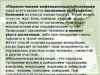 Насекомые переносчики заболеваний