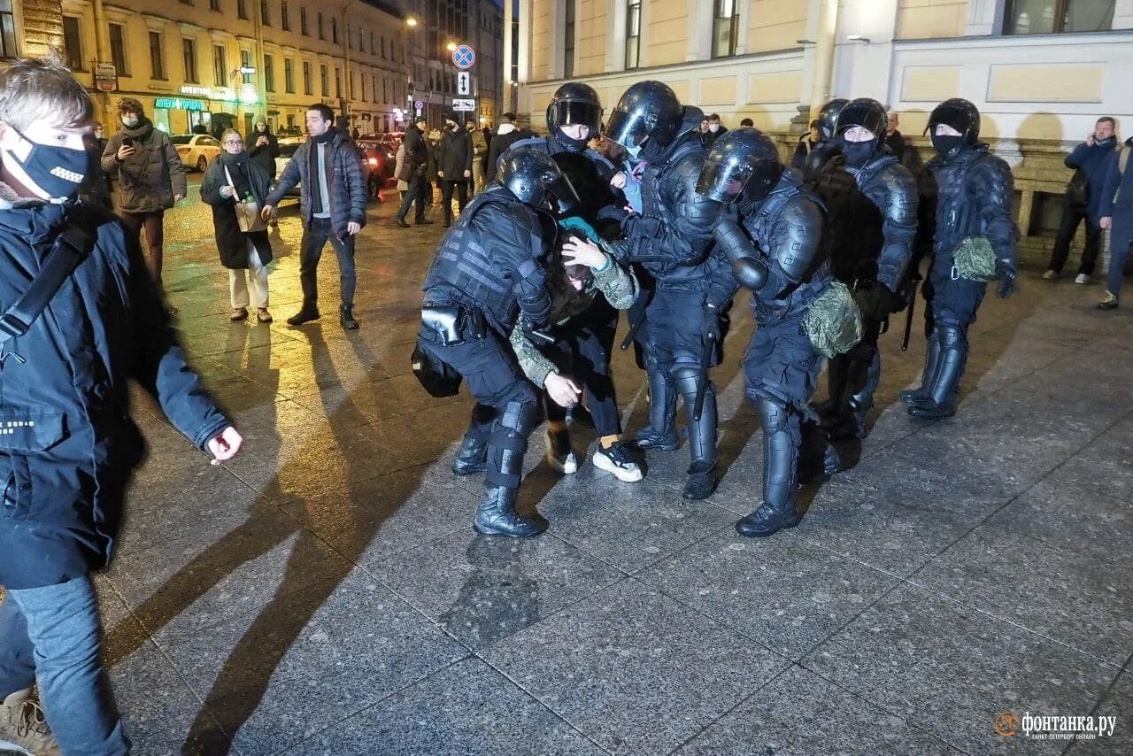 Протесты 23 января 2021 в Санкт Петербурге. Разгон митингов в Петербурге.