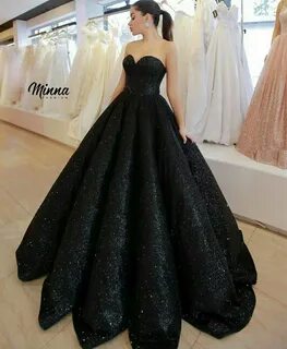 Черные пышные длинные платья