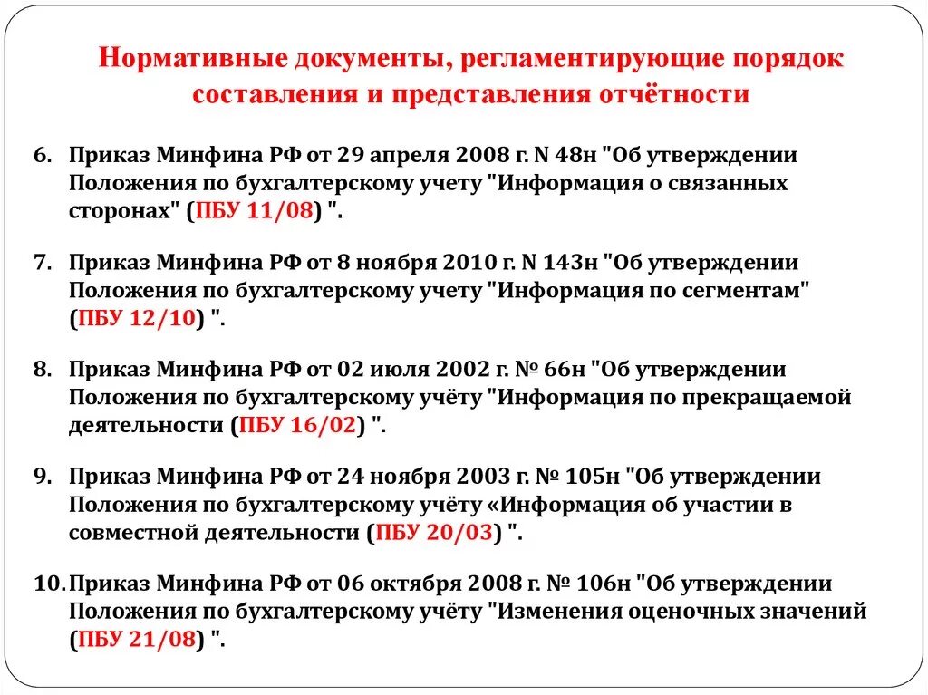 Порядок нормативных документов