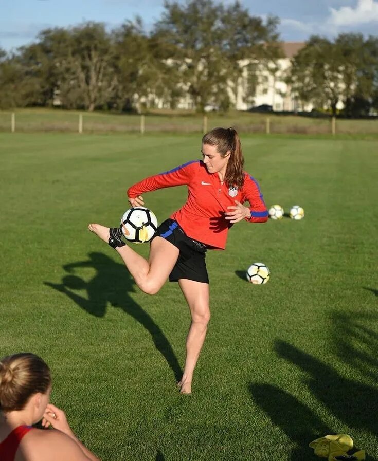 She play football every day
