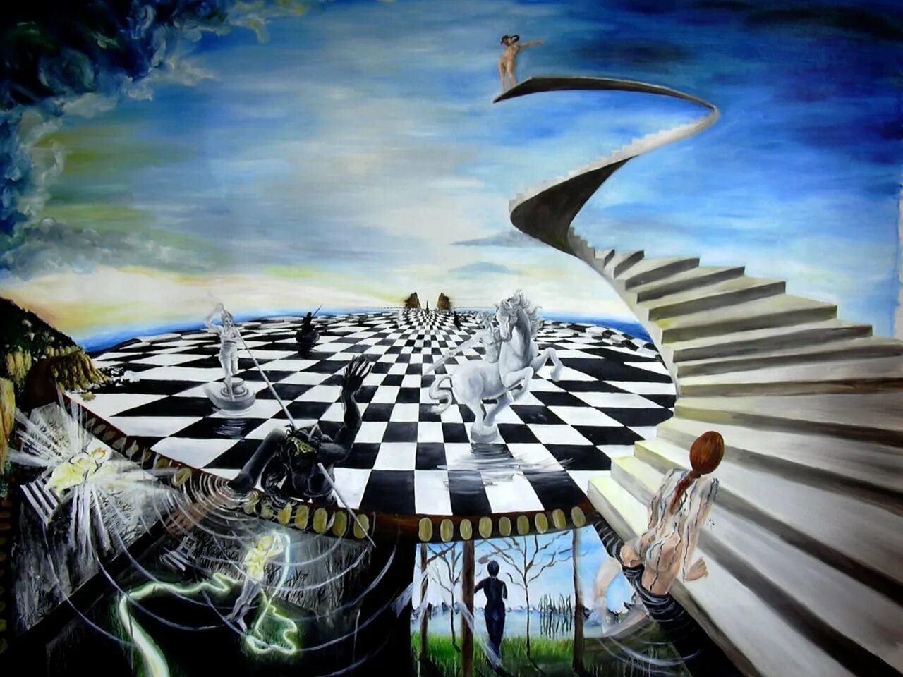 Иллюзия восприятия времени. Четырехмерный тороид. Поле иллюзий. Шахматный пейзаж. Пространственный сюрреализм.