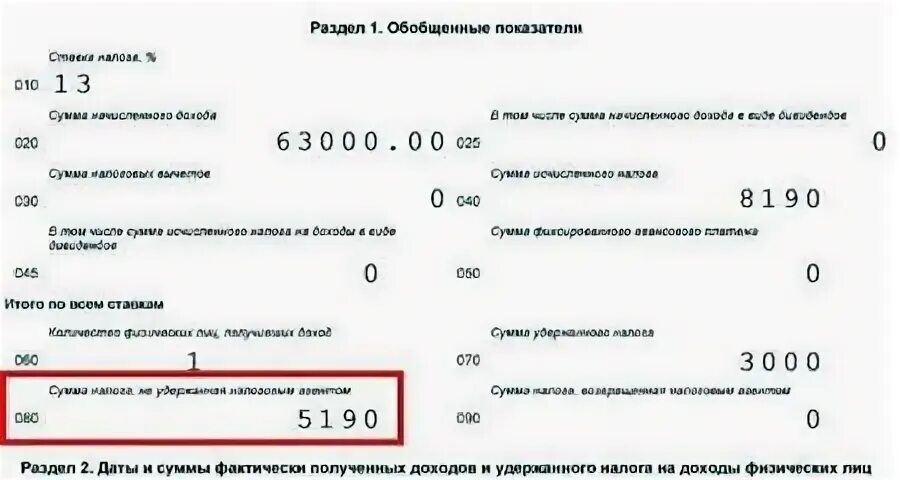 Удержанный налог в 6 ндфл