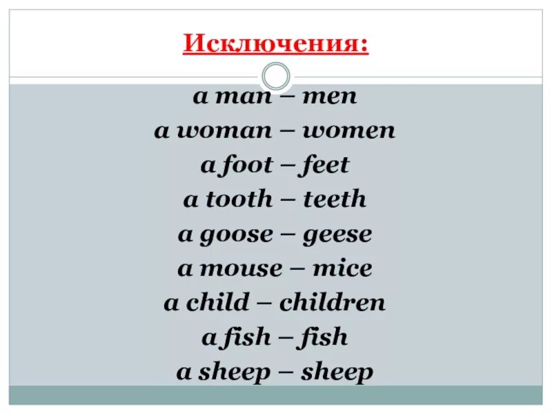 Удача множественное число. Множественное число в английском языке таблица исключений. Исключения множественного числа в английском языке 3 класс. Множественное число имен существительных исключения. Существительные исключения в английском.