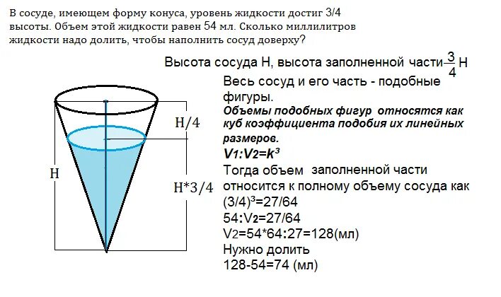 Сосуд конической формы. Сосуд в форме конуса. Объем жидкости в конусе. Объем сосуда конуса. Масса стакана заполненного водой