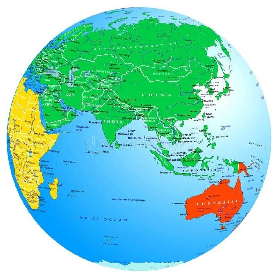 Политическая карта восточного полушария. Карта восточного полушария со странами. Восточная Азия на глобусе. Карта материков на глобусе