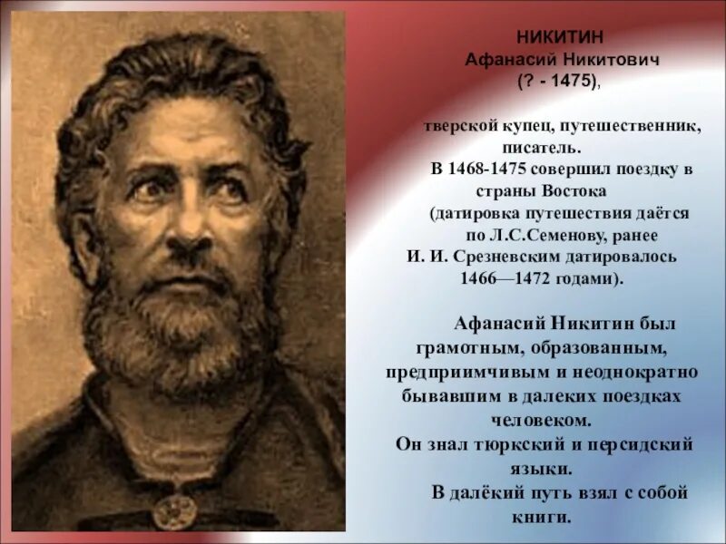 Русский путешественник писатель тверской купец. Никитин исследователь Евразии.