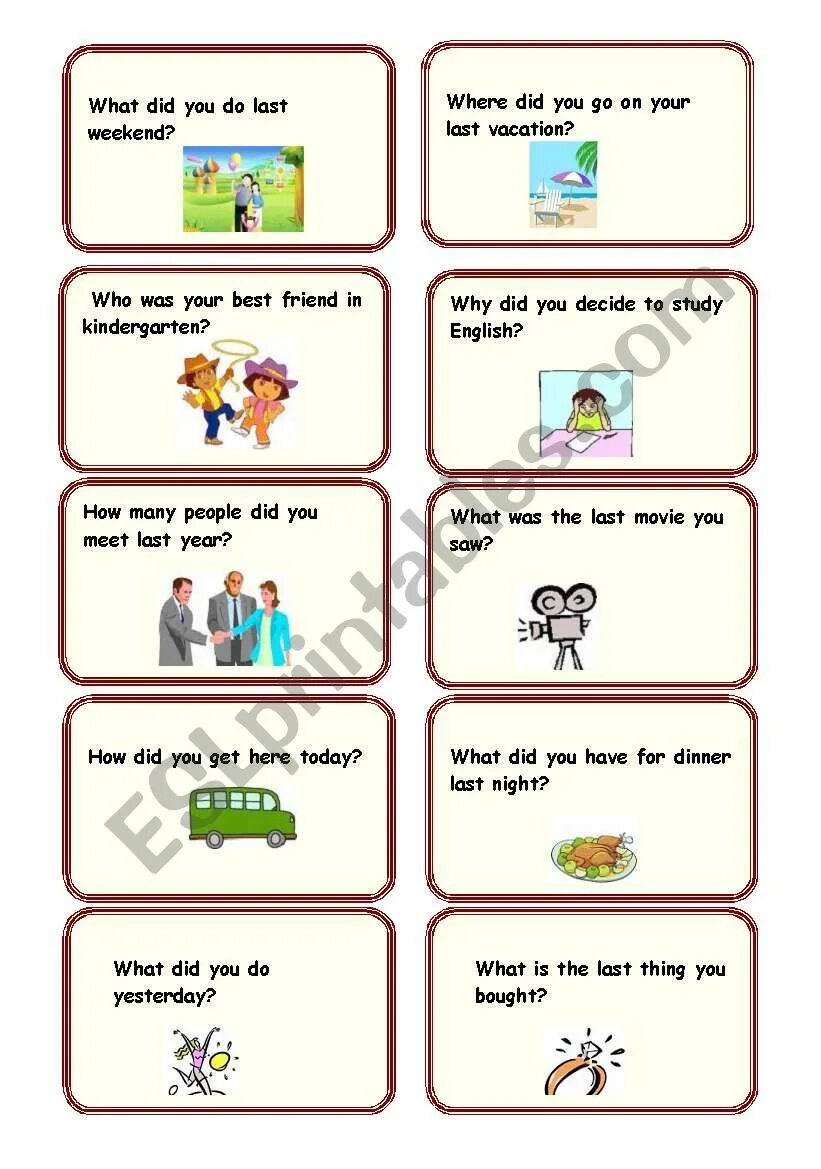 Past simple speaking Cards. Present simple карточки. Past simple conversation. Present simple speaking карточки.