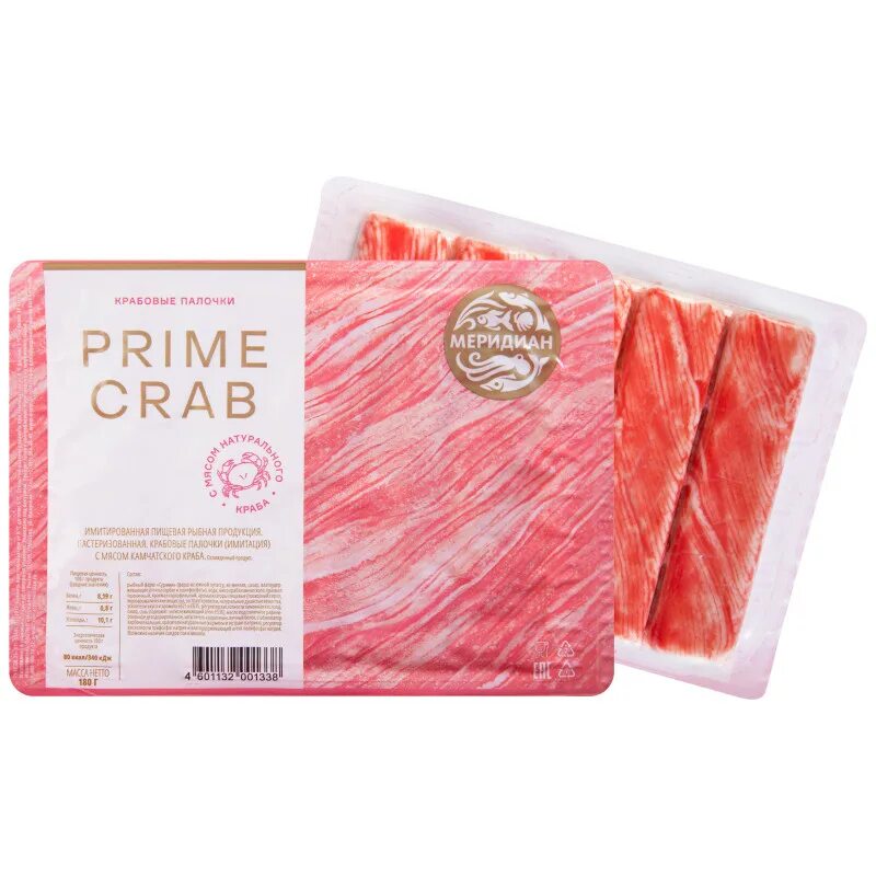 Крабовые палочки Меридиан. Меридиан Prime Crab. Меридиан крабовые палочки 180 гр. Охлажденное крабовое мясо.