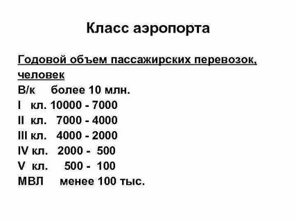 Классы аэропортов