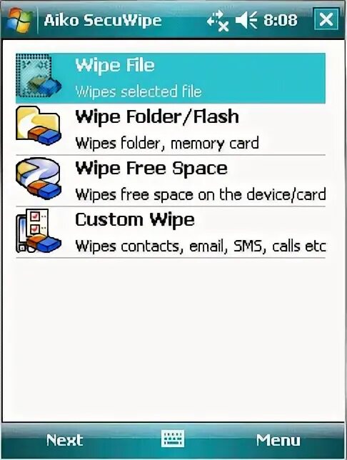 Select wipe. Pocket PC на WINMOBILE 2009. Flash wipe. Data wiping Tool.