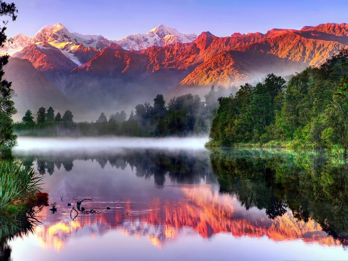 Озеро Мэтсон, новая Зеландия. Озеро Морейн в Канаде. Пейзаж. Красота природы.