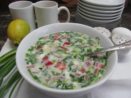 Окрошка на кефире с мясом