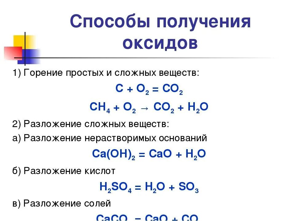 Составить получения. Методы получения оксидов. Основные способы получения оксидов. Общие способы получения оксидов таблица. Перечислите основные способы получения оксидов.