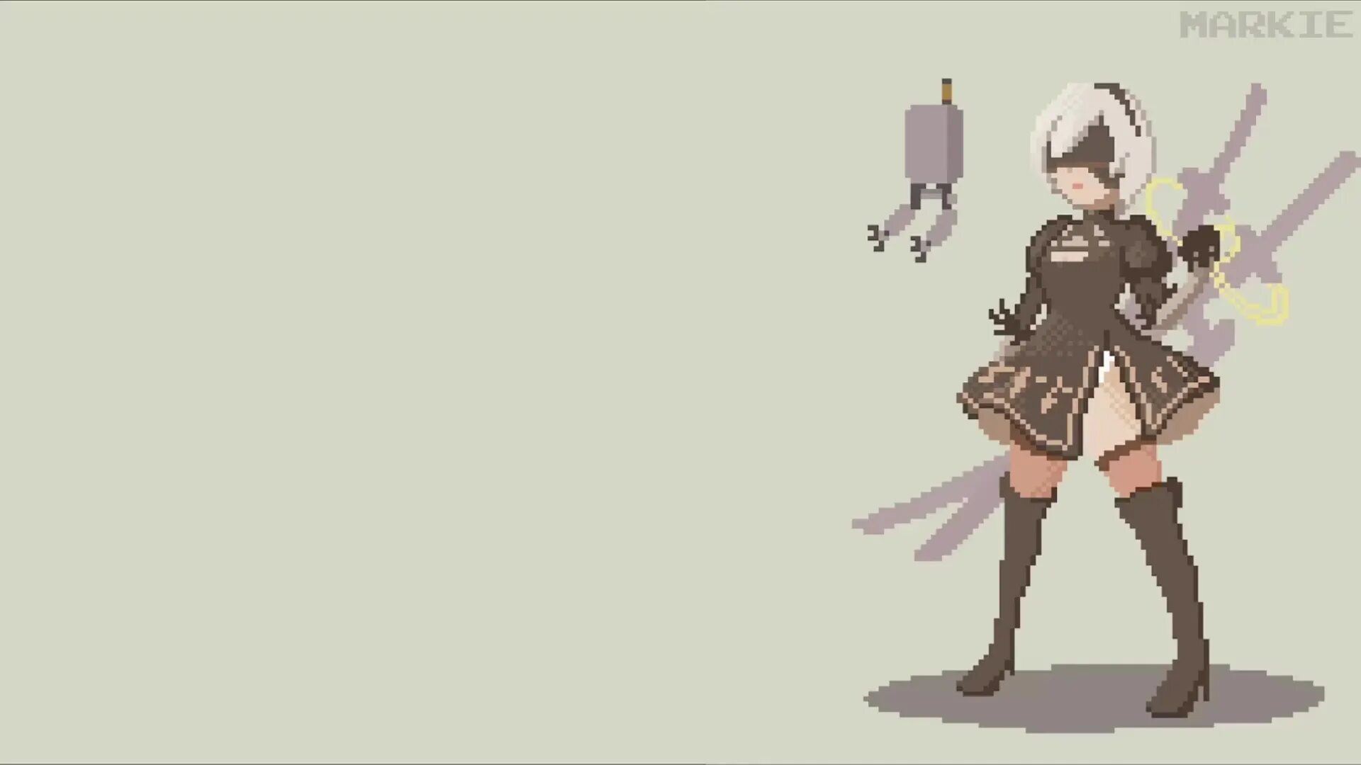 Desktophut. NIER Automata пиксель арт. NIER Automata живые обои. NIER Automata пиксели Графика.