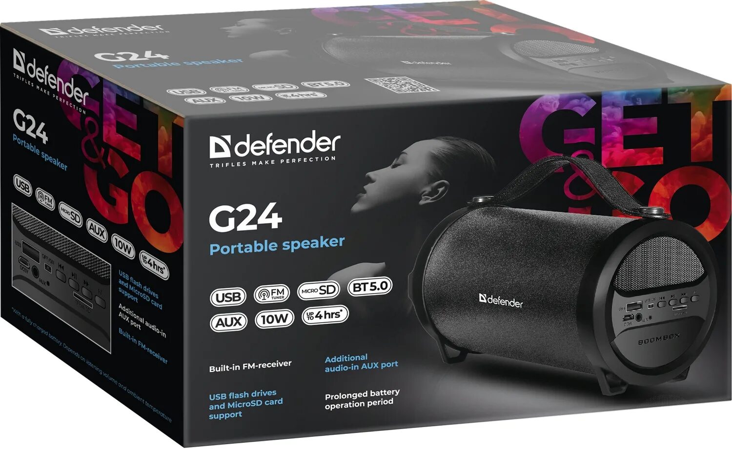 Колонки 1STPLAYER Defender G24 10Вт, BT/FM/TF/USB/AUX/1500мАч 65124 НИКС Екатери