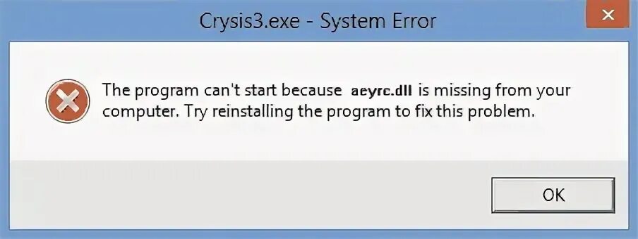 Aeyrc dll crysis 3. Crysis ошибка при запуске. Crysis ошибка приложения. Ошибка dll при запуске игр. При запуске игры кризис 3 ошибка.