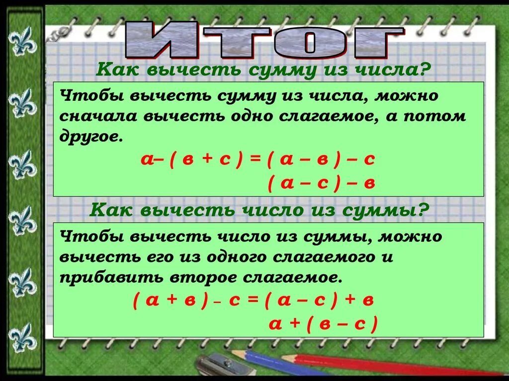 Скажите сколько суммы. Вычитание суммы из числа числа из суммы 2 класс. Вычесть сумму из числа 2 класс. Вычитание суммы из числа вычитание числа из суммы 2 класс. Правило вычитания числа из суммы 3 класс.