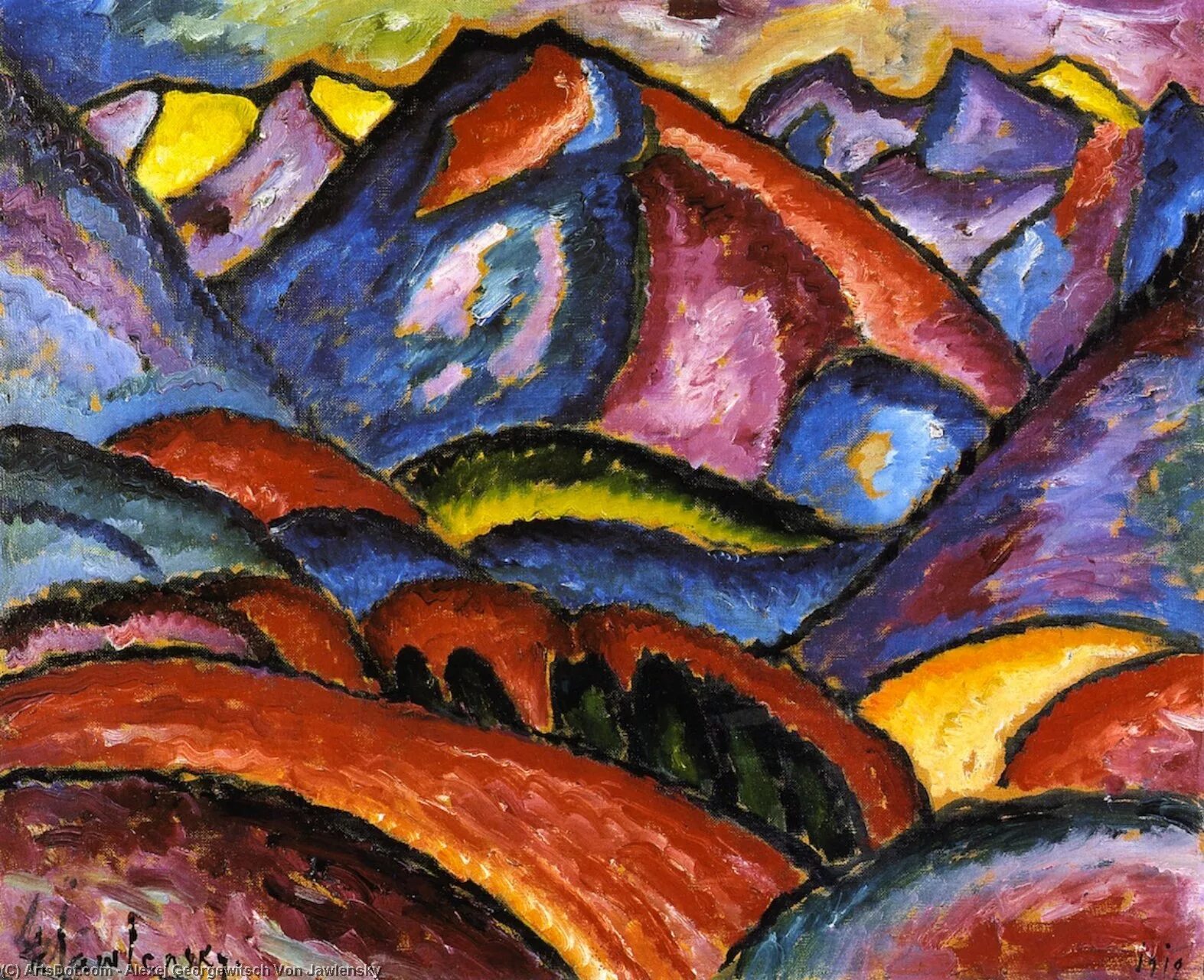 Экспрессионизм работы. Алексей явленский - оберстдорф. горы. 1912. экспрессионизм явленский картины. пейзаж оберсдорф явленский. экспрессионизм франц марк свиньи.