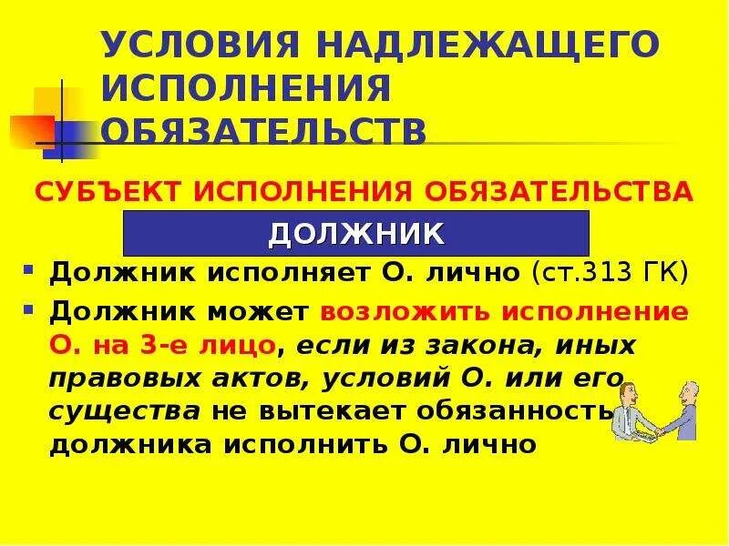 Надлежаще исполненное обязательство. Условия исполнения обязательств. Условия надлежащего исполнения. Надлежащее исполнение обязательств. Критерии надлежащего исполнения обязательств.