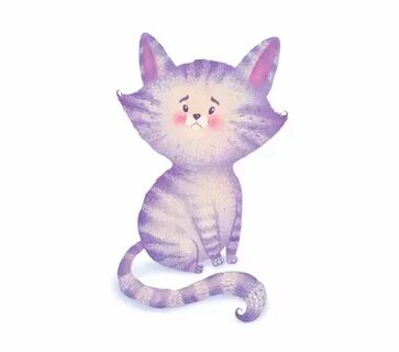 Нарисованный кот на белом фоне