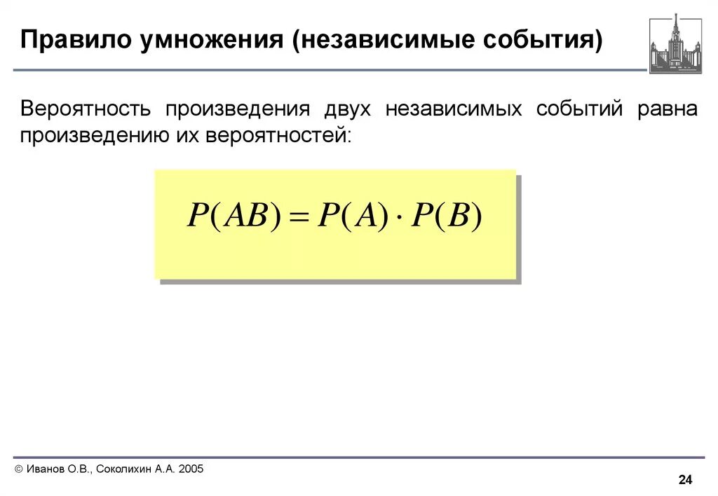 Формула произведения вероятностей. Правило умножения вероятностей для независимых событий. Правило произведения вероятностей. Правило умножения вероятностей. Правило произведения вероятностей независимых событий.