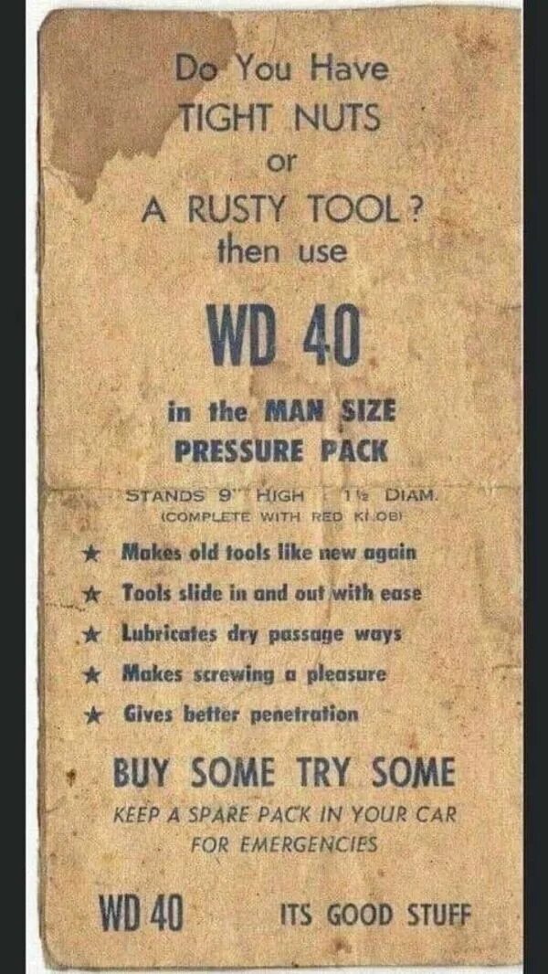 Then use. Wd40 joke. WD этикетка. Dirty Rolling Advert.