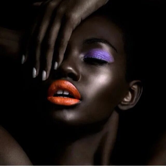 Dark skin color. Dark skin photography.