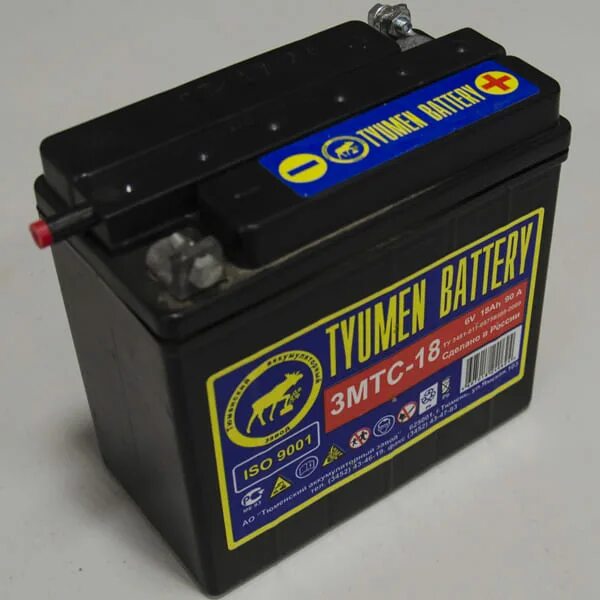 Аккумулятор 3мтс-18 (сух.) Tyumen Battery. 12 Вольт аккумулятор для мотоцикла Tyumen Battery. АКБ мото 3 МТC 18 Тюмень 90а r 6 в. Аккумулятор Тюмень мото 3мтс -18 сух.заряж.болт.