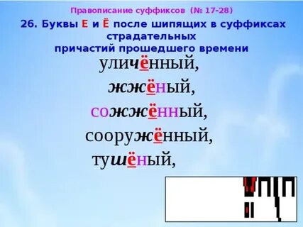 Буква е в суффиксе причастий