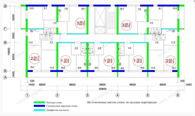 II-68 несущие стены. Планировка трешки в доме II 68.