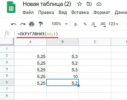 Округлить в таблице