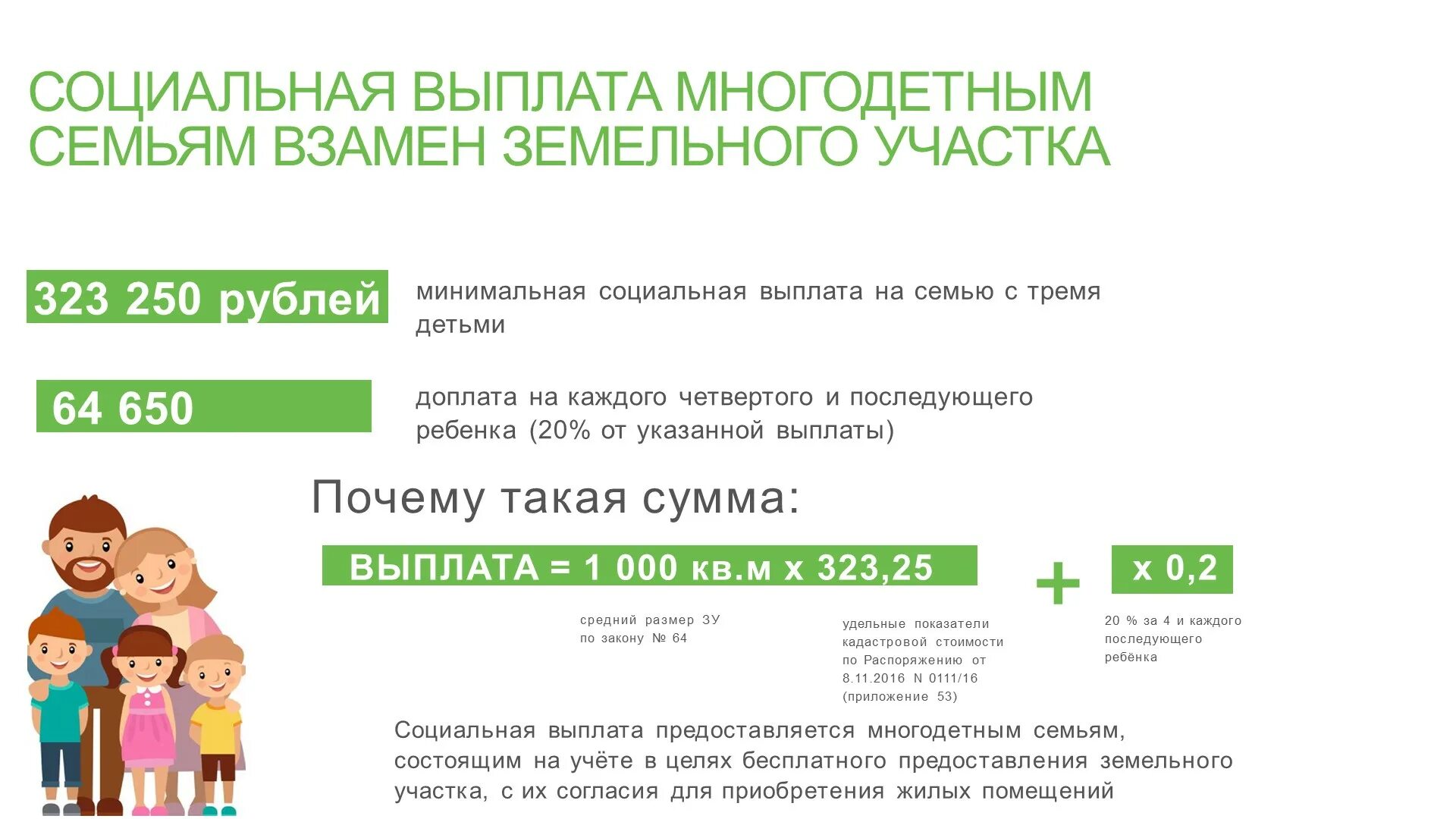 Многодетным положен земельный участок. Социальные выплаты многодетным семьям. компенсация за земельный участок многодетным семьям. социальная выплата многодетным семьям взамен земельного участка. компенсация за участок многодетным семьям.