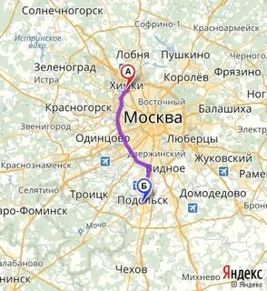 Подольск москва расстояние на машине в км