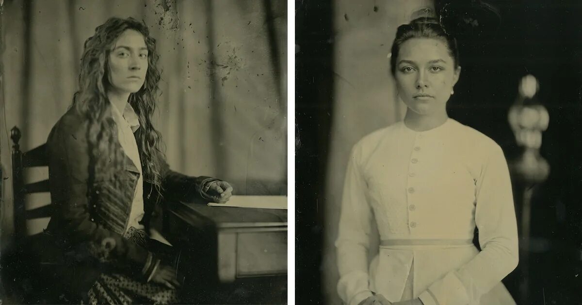 Стиль "Tintype" фотография. Старая фотография женщина в черном платье портрет по пояс. Фото женщины из Литтл негморес 1. Such an old