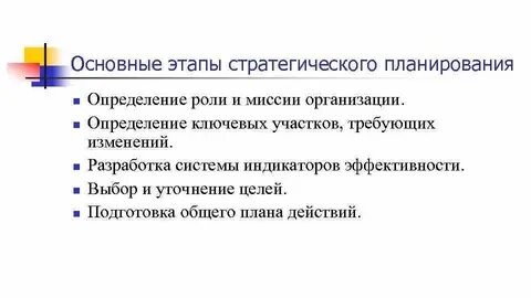 Последовательность этапов процесса стратегического управления