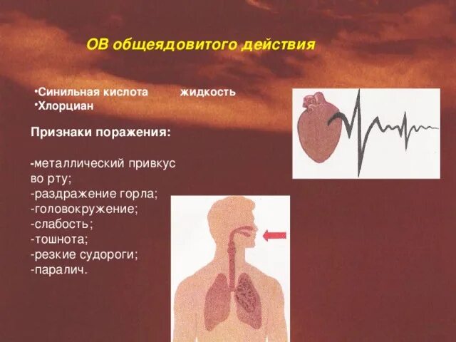 Металлическое ощущение во рту. Признаки поражения ов общеядовитого действия. Отравляющие вещества общеядовитого действия признаки поражения. Признаки воздействия отравляющих веществ общеядовитого действия. Металлический привкус во рту является признаком поражения.