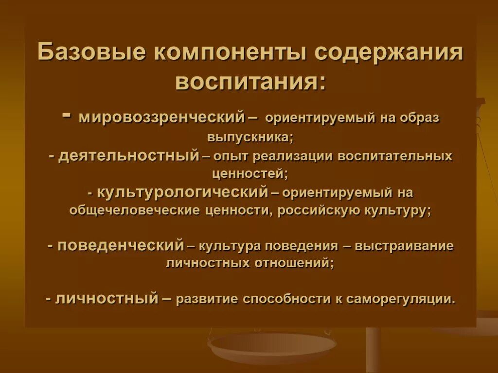 Основные компоненты воспитания. Компоненты содержания воспитания. Компоненты воспитанности. Основные компоненты содержания воспитания. Компоненты базовой культуры личности.