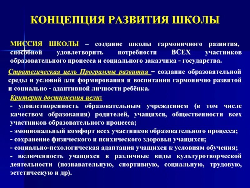 Концепция развития школы. Концепция программы развития школы. Миссия школы в программе развития школы. Концепция развития школьного образования.