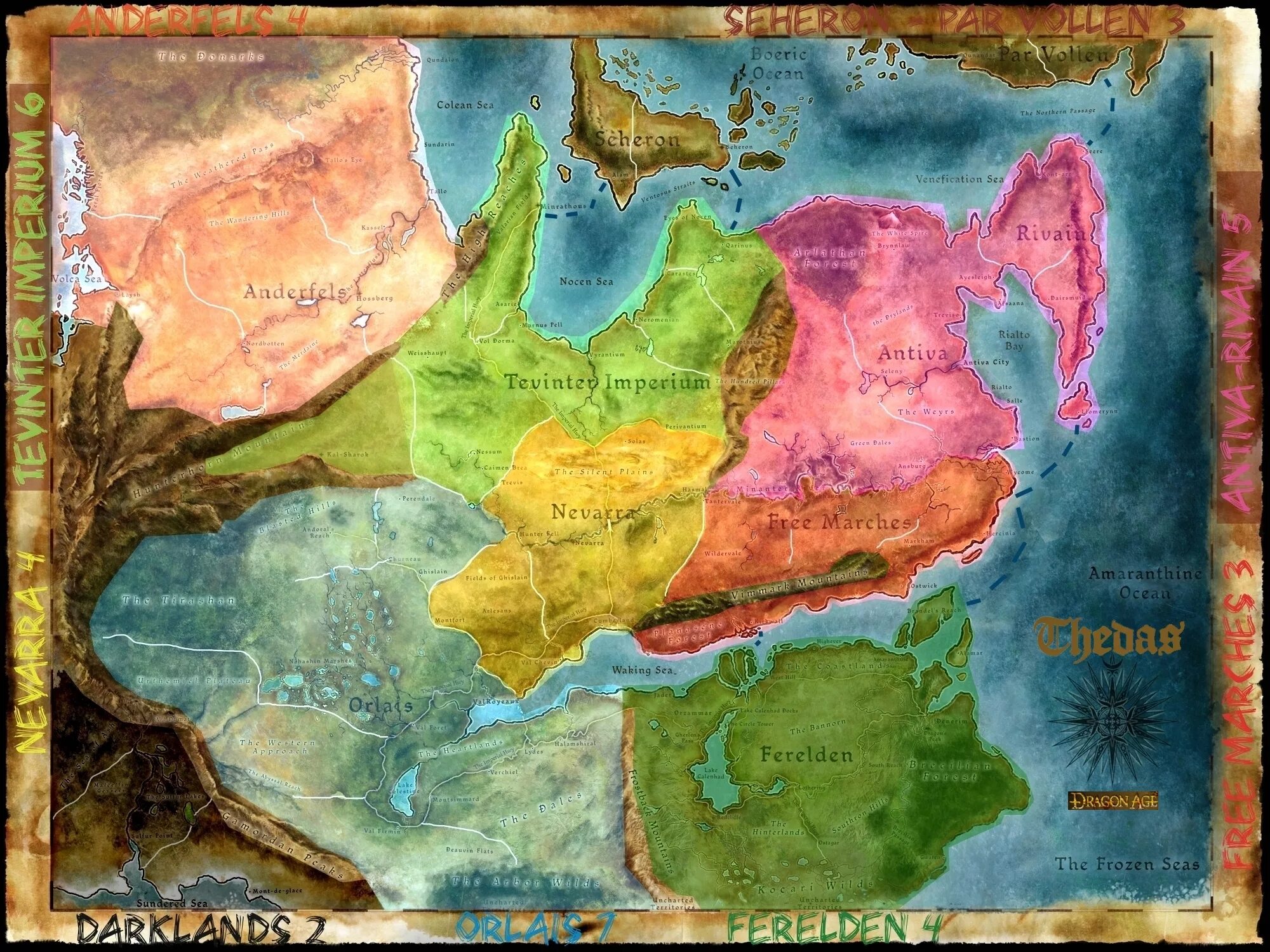 Карта Тедаса Dragon age. Dragon age Ферелден карта. Dragon age Origins карта Тедаса.