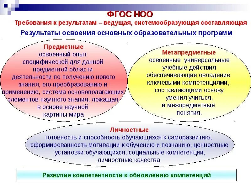 Содержание фгос ноо. Требования фгос к результатам освоения образовательной программы. фгос ноо. требования к результатам начального общего образования. предметные требования фгос.