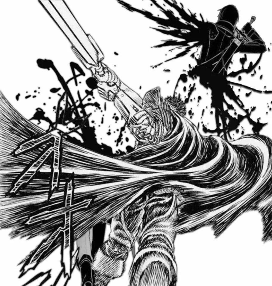 Guts vs Kirito. Гатс против Кирито. Черный мечник Гатс Кирито. Кирито vs Гатс.