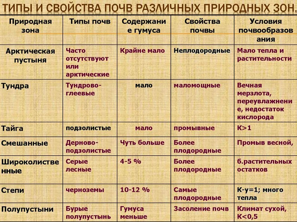 По природным и хозяйственным особенностям. Типы почв России условия формирования. Типы почв таблица 7 класс. Характеристика почв России таблица. Таблица по географии 8 класс типы почв и их свойства таблица.