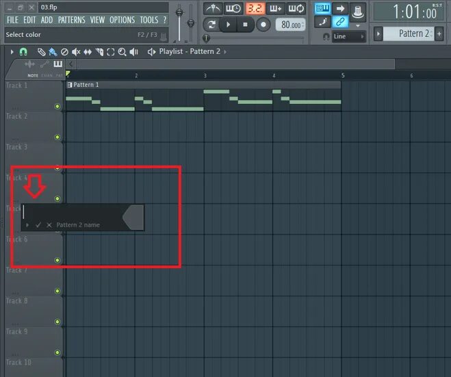 Как в fl studio 12 создать новый паттерн (pattern)?
