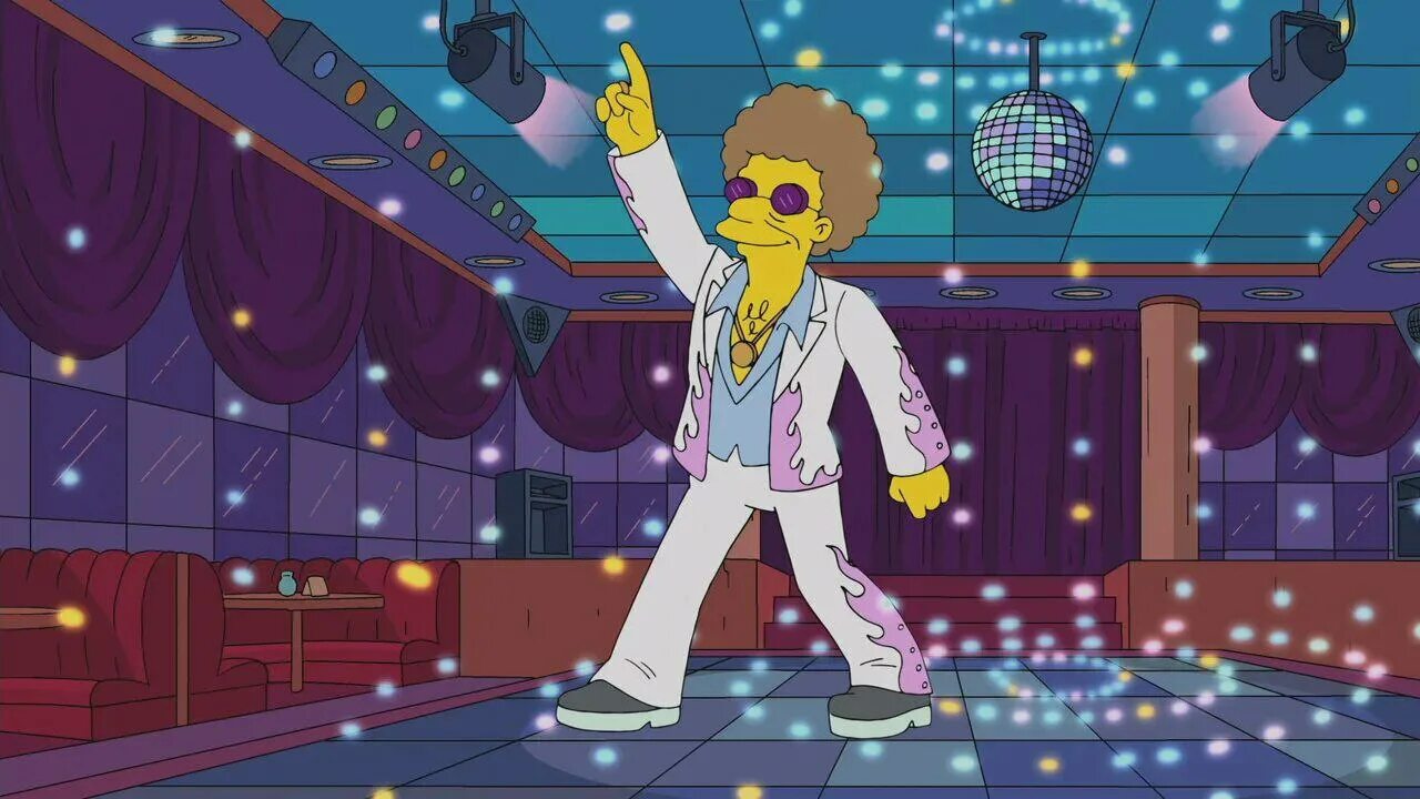 Танцор диско симпсоны. Диско Стю. Disco Stu the Simpsons. Диско Стю из Симпсонов. Диско версии песен