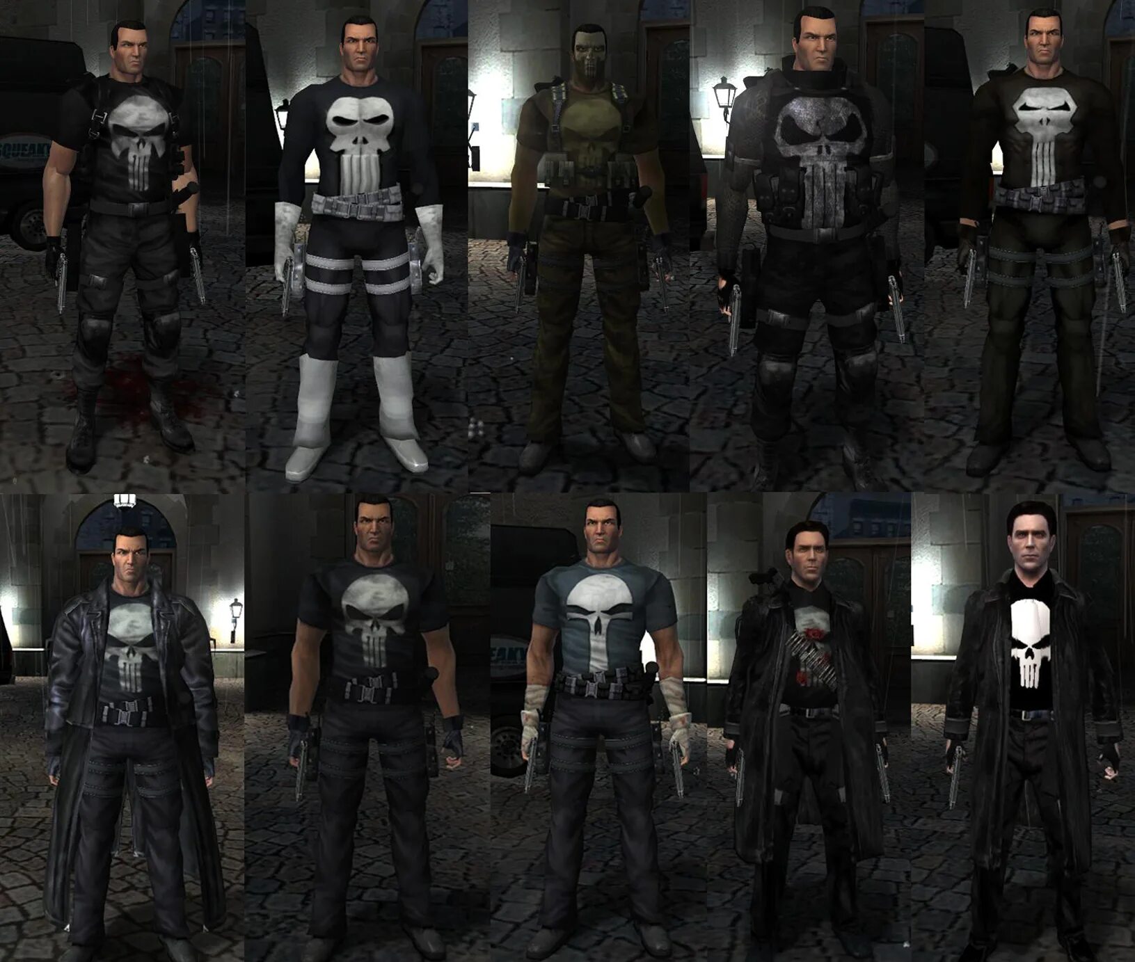 Какие есть костюмы игр. The punisher игра костюмы. каратель 2005. каратель 2005 игра костюмы. каратель игра 2005 меченый.
