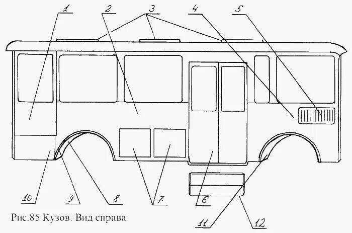 Паз 3205 размеры. Схема кузова ПАЗ 3205. Кузовные детали ПАЗ 3205. ПАЗ 32053 элементы кузова. Габариты автобуса ПАЗ 3205.