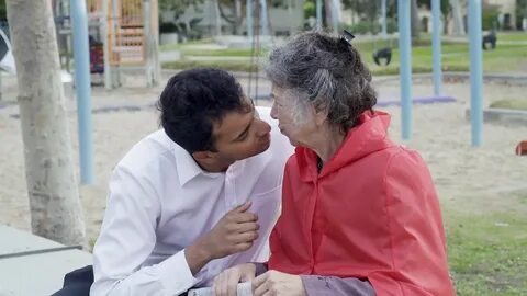 Hugging his grandma видео